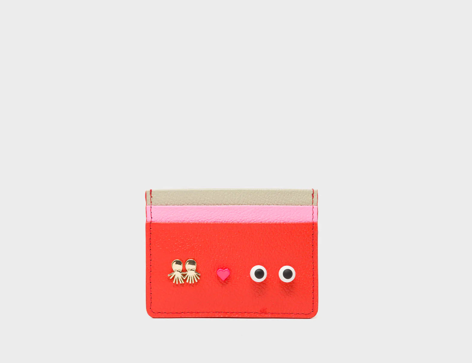 Filium Fiesta Red Leather Cardholder - Studs - Front