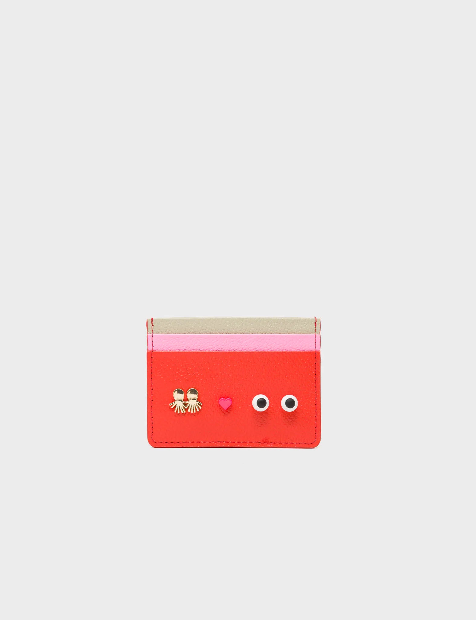 Filium Fiesta Red Leather Cardholder - Studs - Front