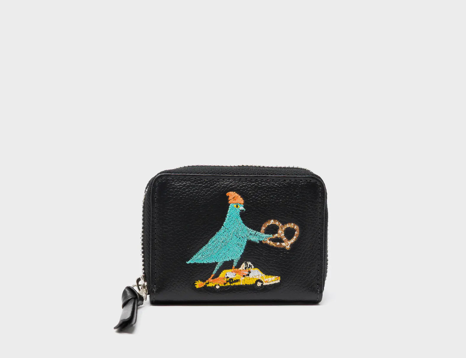 Frodo Black Leather Zip Around Wallet - Pigeonista Design