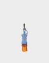 Oliver The Ox Charm - Vista Blue and Baked City Brown Leather Keychain