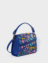 Anastasio Mini Crossbody Handbag Royal Blue Leather - Autumn Blush Embroidery