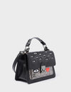 Silas Black Small Leather Crossbody Bag - Eyes Embroidery