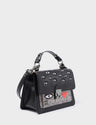 Silas Black Small Leather Crossbody Bag - Eyes Embroidery - Main View