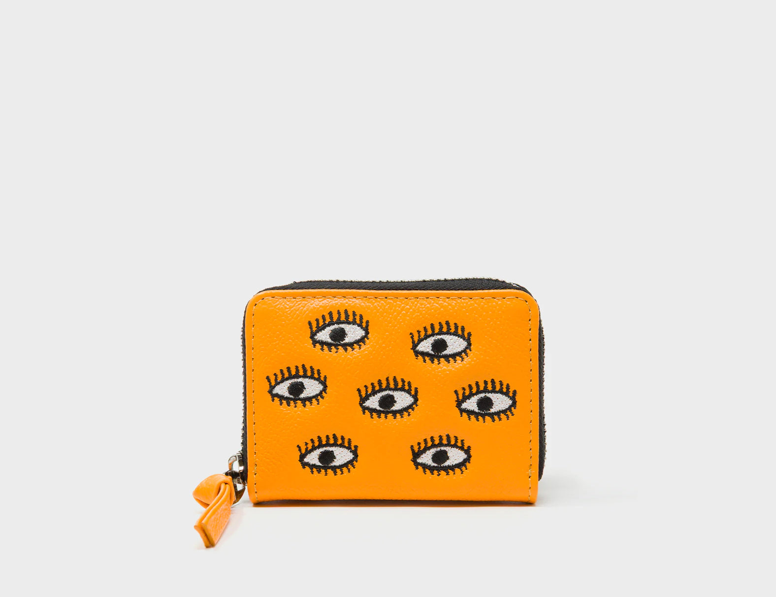 Frodo Flamingo Orange Zip Around Wallet - All Over Eyes Embroidery - Main View