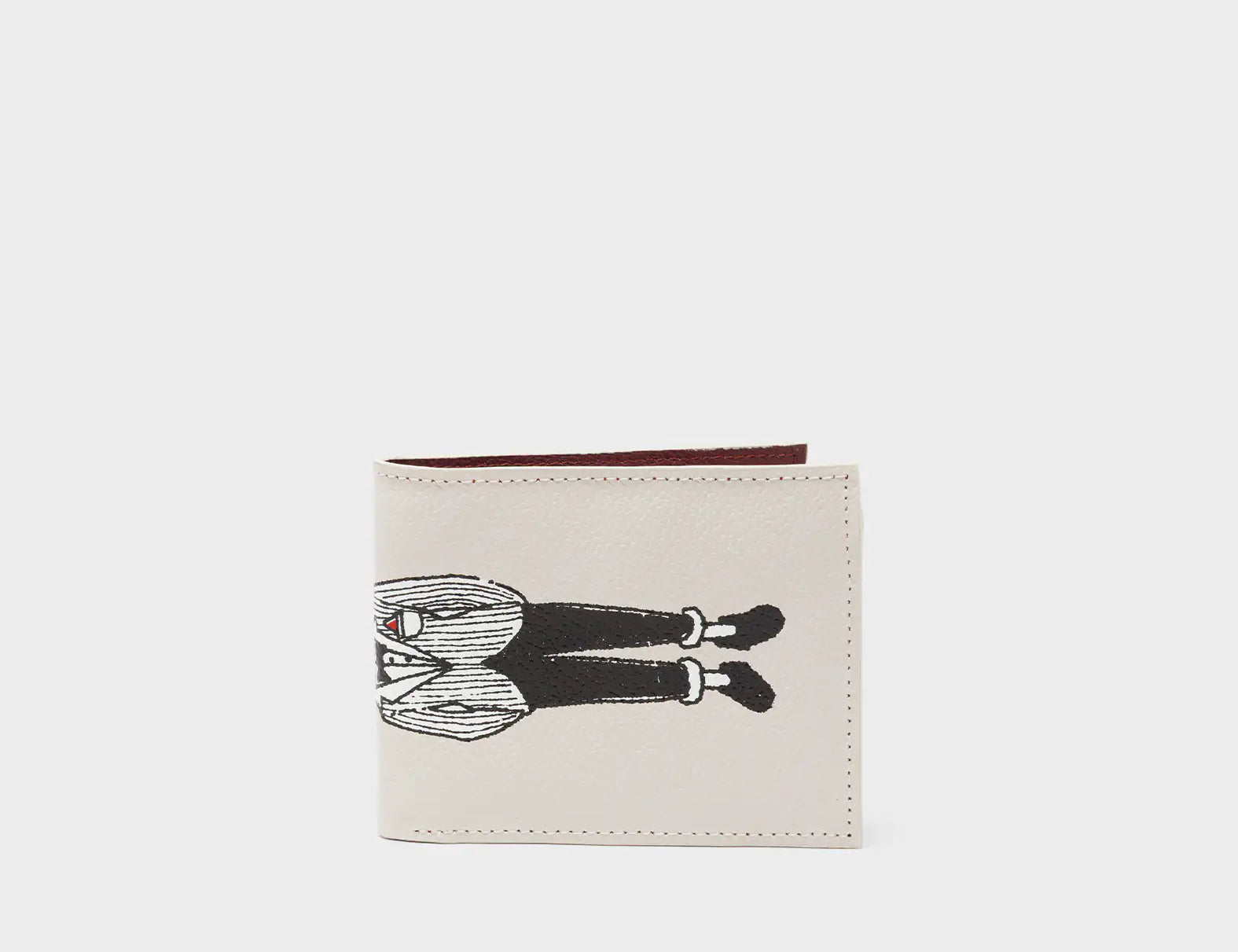 Felicia Cream Leather Bifold Wallet  - Preppy Bird Print - Front