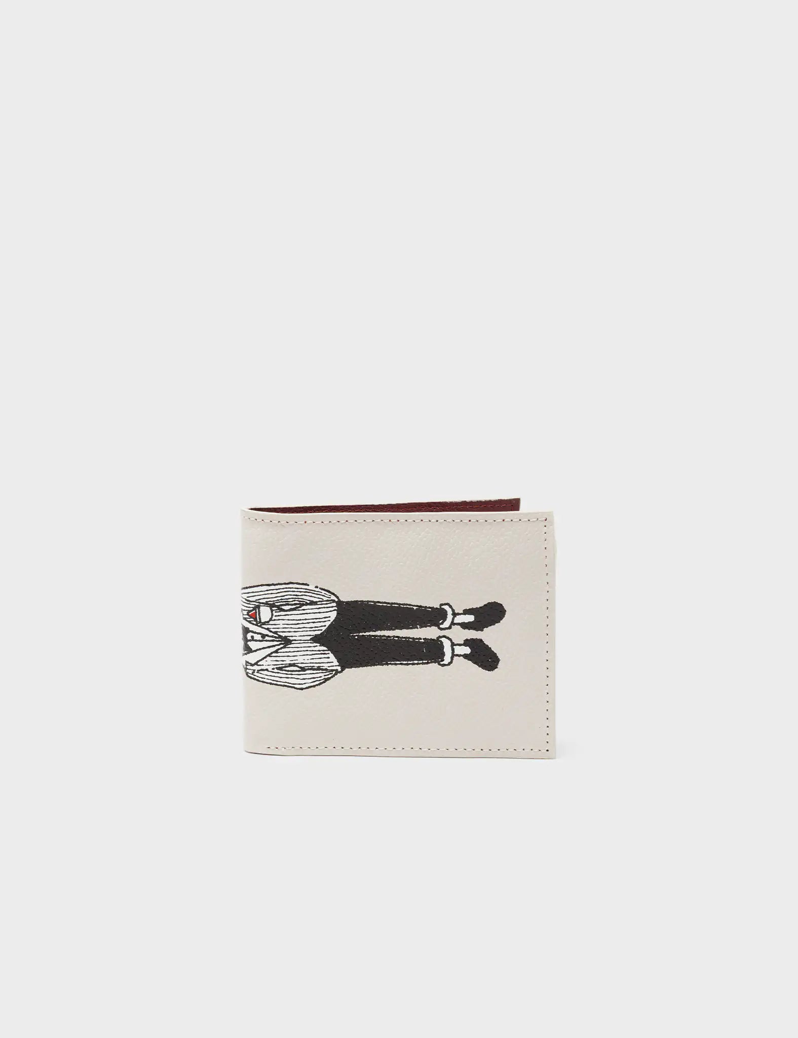 Felicia Cream Leather Bifold Wallet  - Preppy Bird Print - Front