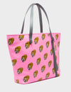 Bruno Bubblegum Pink Leather Tote Bag - Blazing Tiger Print