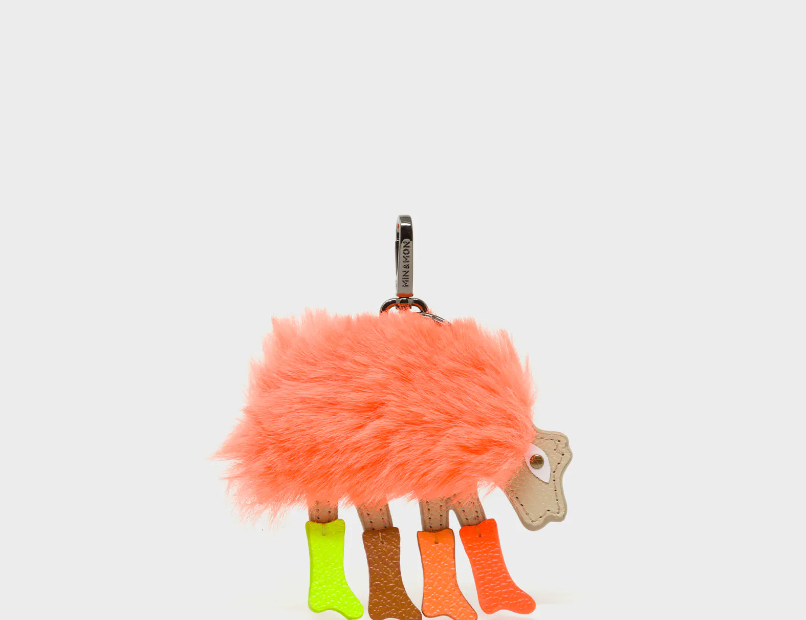 Wolf In Heels Charm - Orange Faux Fur and Brown and Green Boots Keychain - Main View