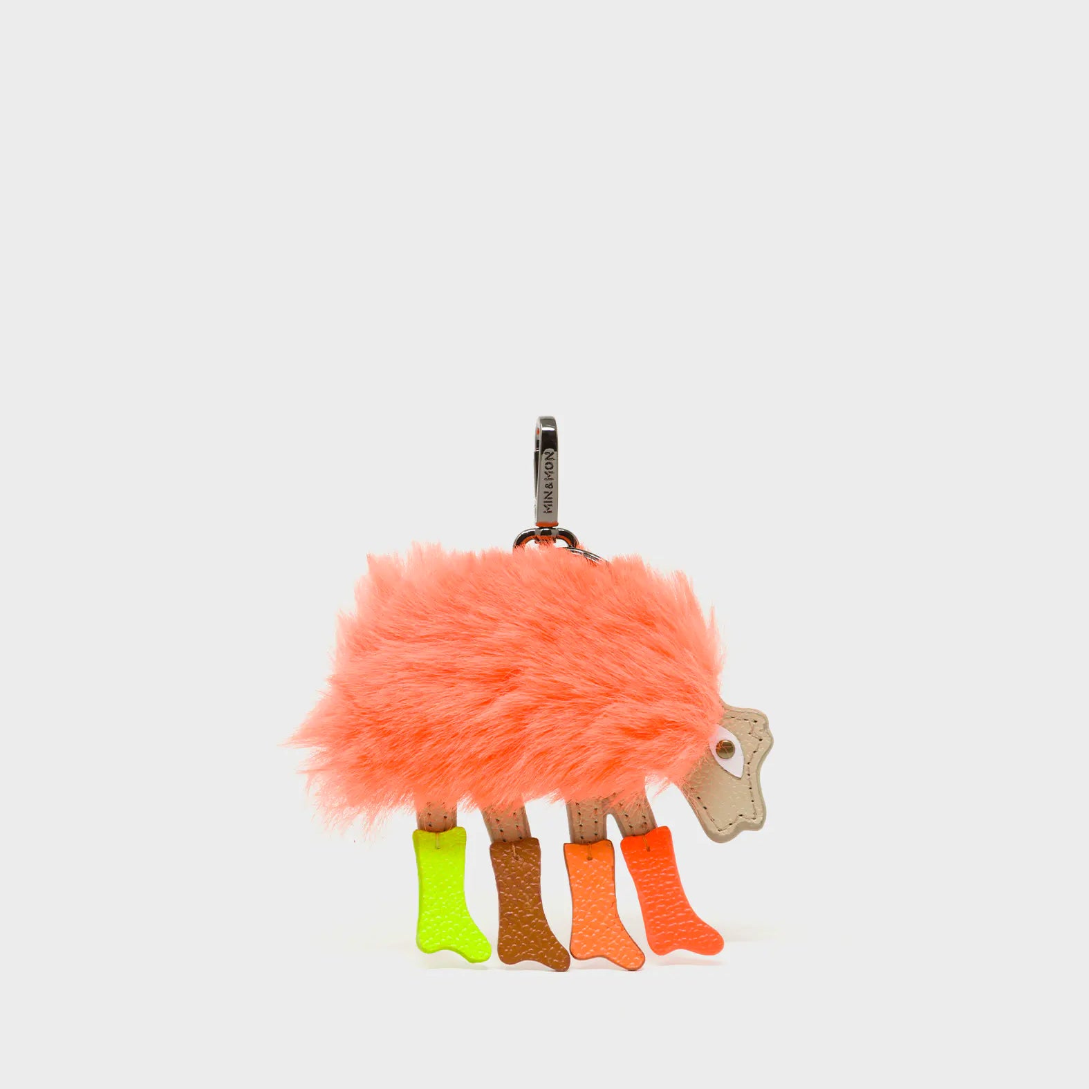 Wolf In Heels Charm - Orange Faux Fur and Brown and Green Boots Keychain - Main View