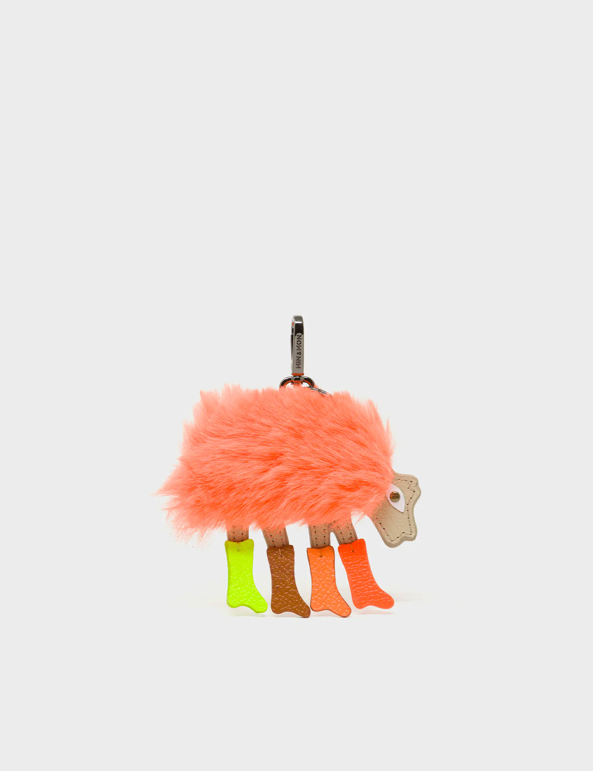 Wolf In Heels Charm - Orange Faux Fur and Brown and Green Boots Keychain - Main View