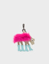 Wolf In Heels Charm - Fuchsia Faux Fur and Eggshell Blue Boots Keychain