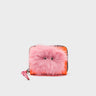 Frodo Neon Orange Leather Zip Around Wallet - Fuzzy Monster Applique - Front View