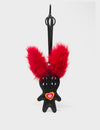Fluffy Fella - Black and Red Leather Bag Charm