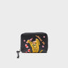 Frodo Black Leather Zip Around Wallet - Tiger and Snake Embroidery - Main View