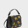 Anastasio Mini Crossbody Handbag Black Leather - Tigers Pattern - Main View