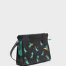 Vali Crossbody Small Black Leather Bag - Pigeonzilla Embroidery - Main View