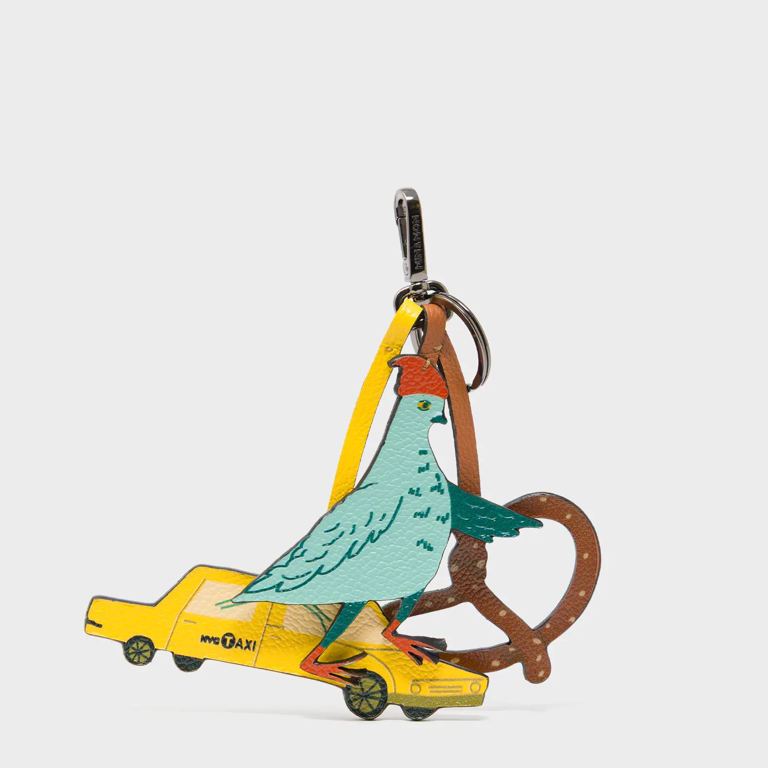 Pigeonista - Oceanic Green Leather Keychain - Front