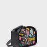 Benji Mini Crossbody Black Leather Bag - Autumn Blush Embroidery - Main View