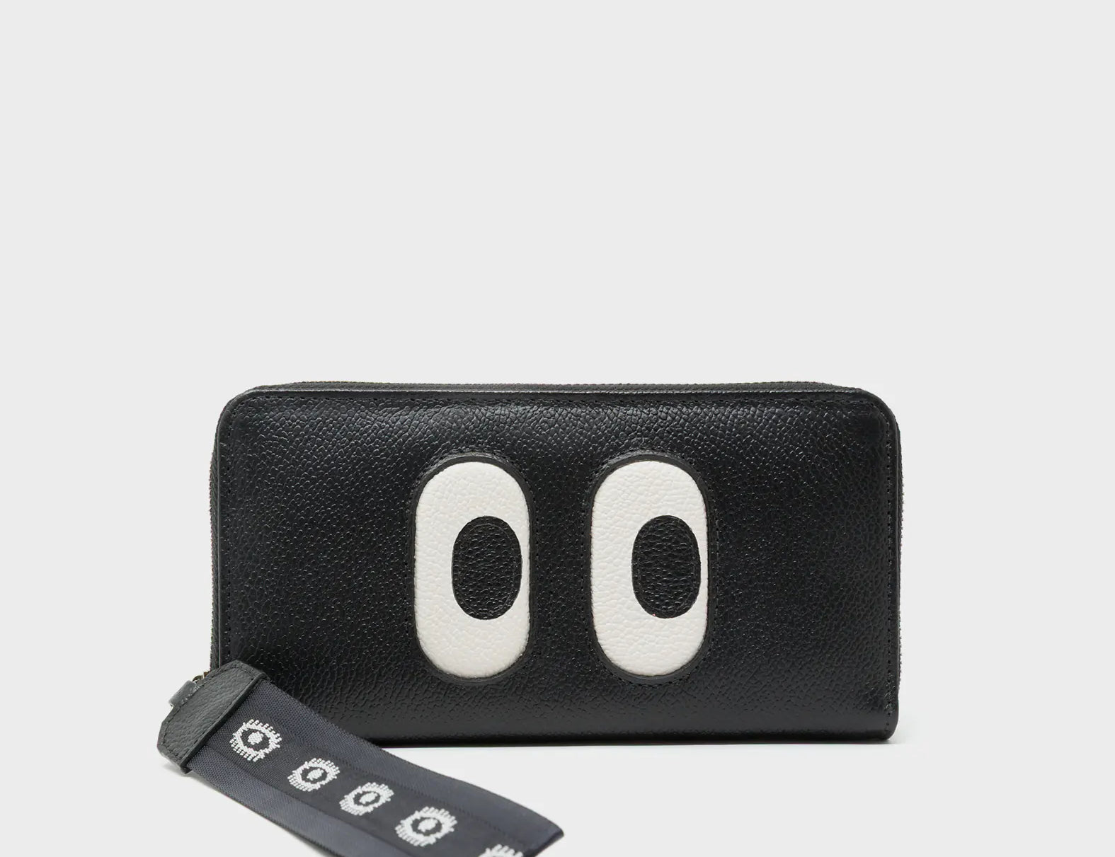 Francis Black Leather Wallet - Look Up Design - Front