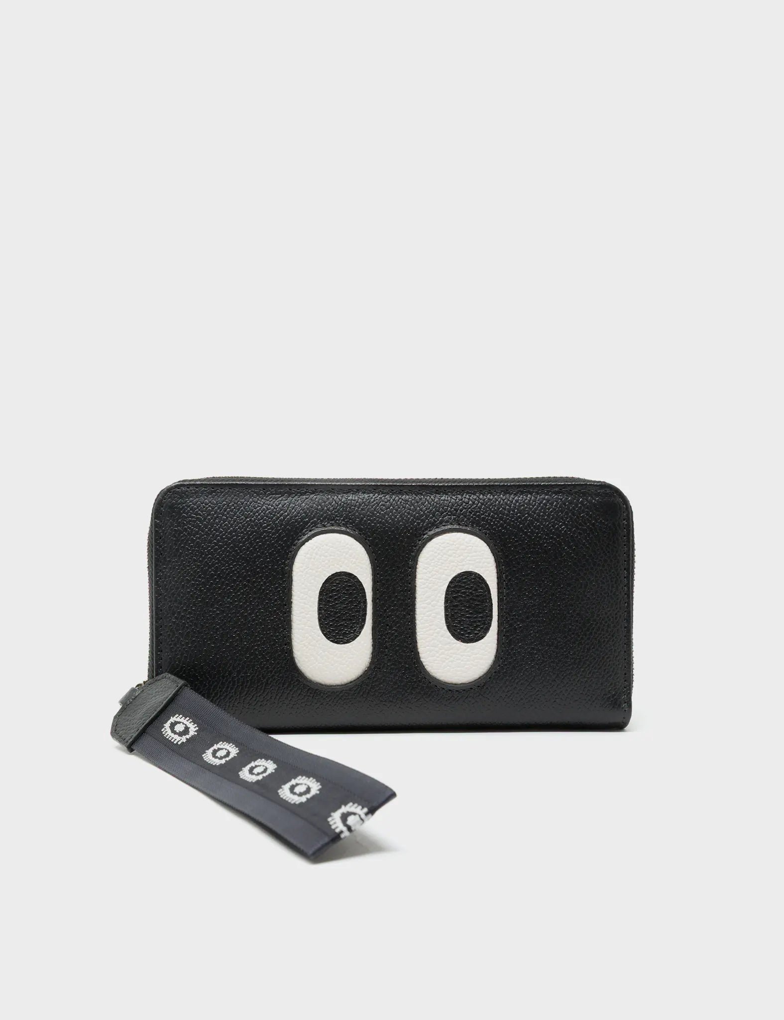 Francis Black Leather Wallet - Look Up Design - Front