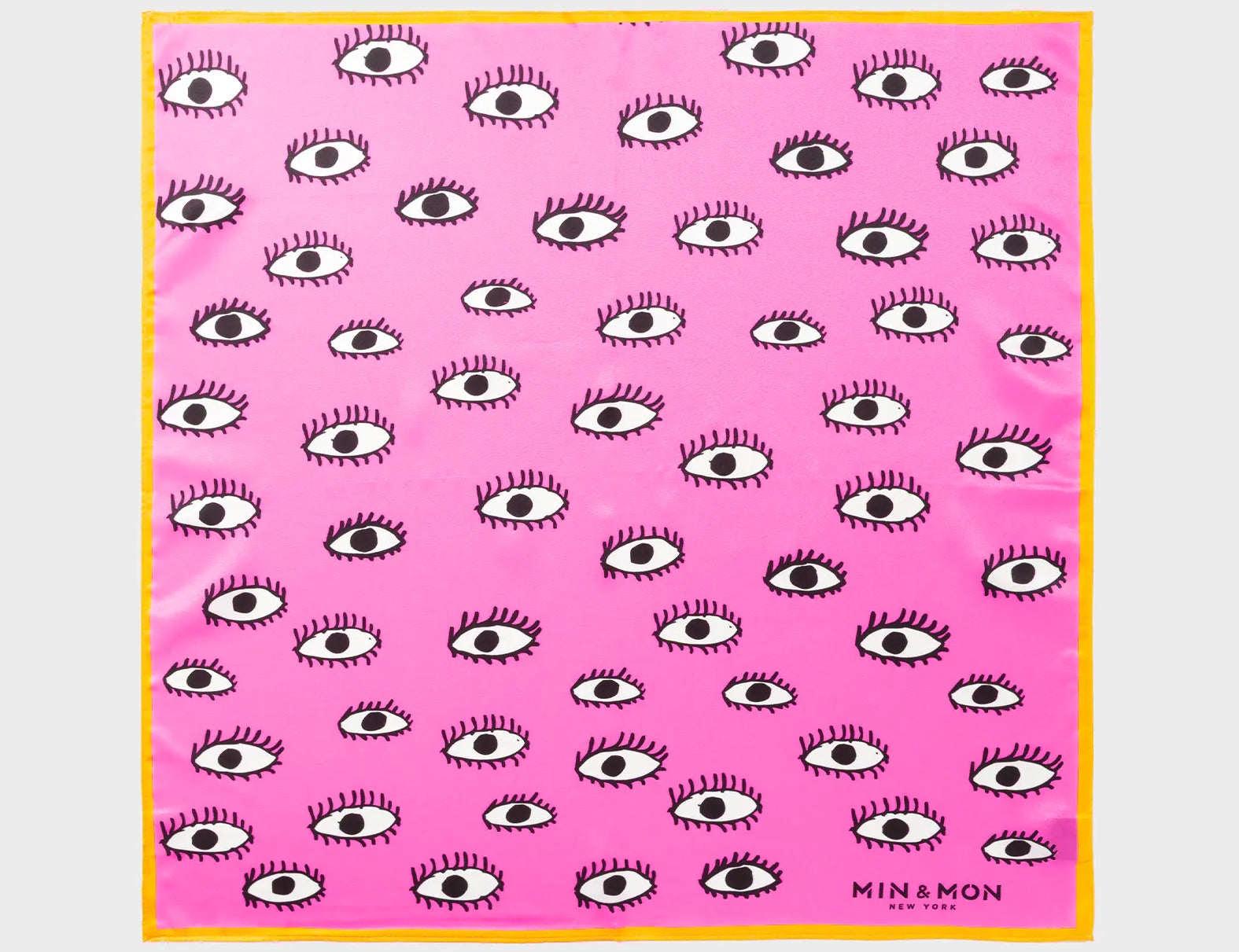 Pink Silk Headscarf - All Over Eyes - Open