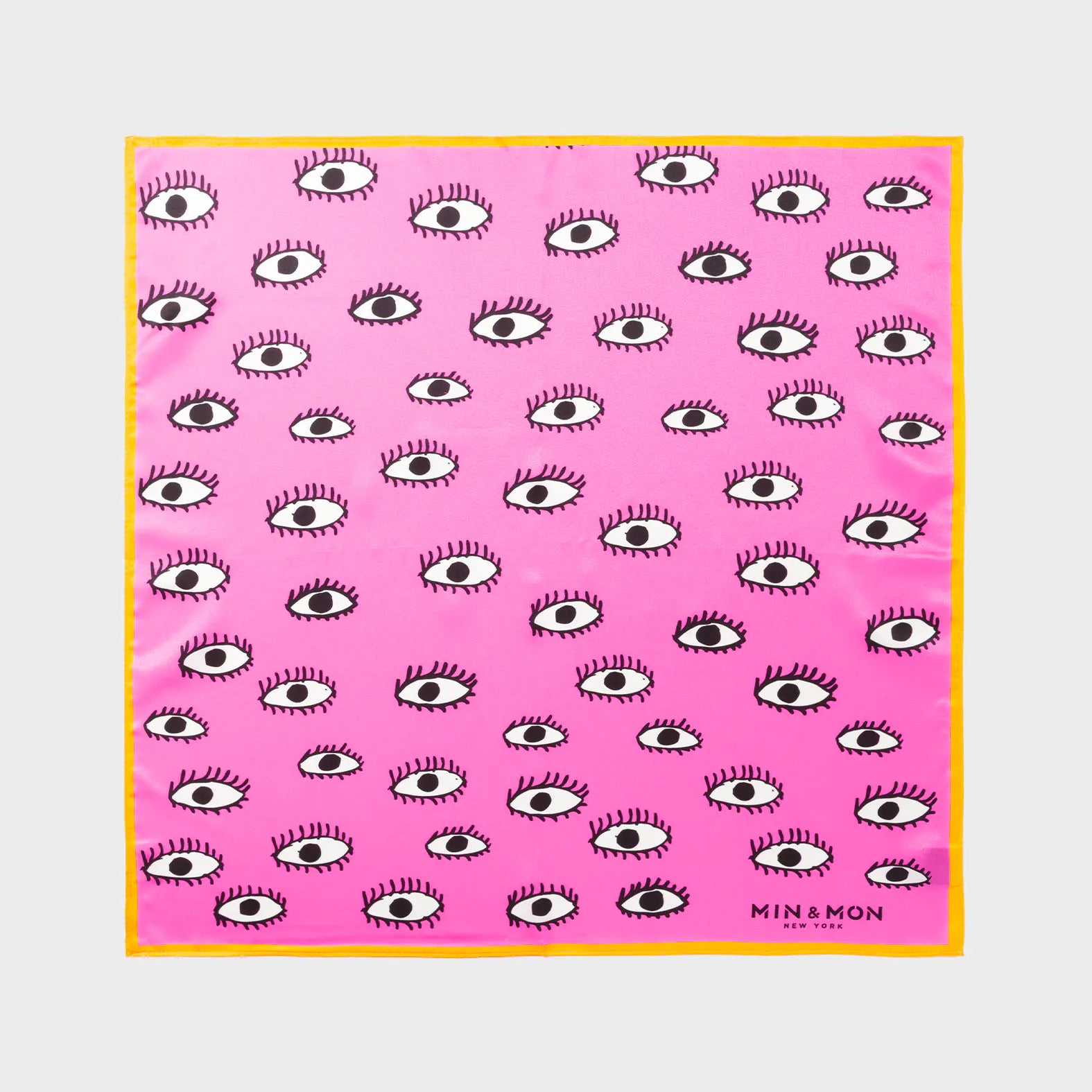 Pink Silk Headscarf - All Over Eyes - Open