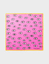 Pink Silk Headscarf - All Over Eyes - Open