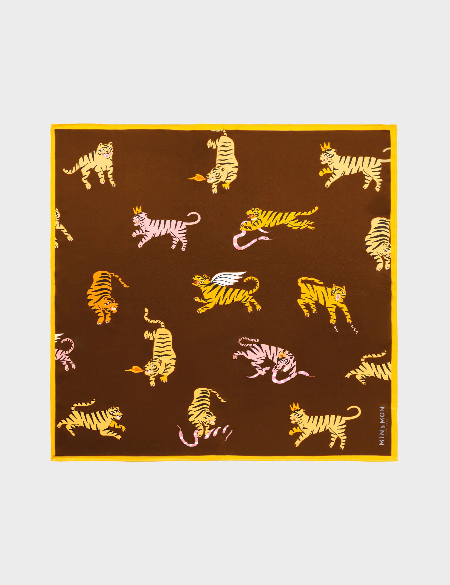 Brown Silk Headscarf - Tiger Rumble - Open