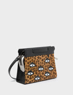 Vali Crossbody Small Animal Print Leather Bag - Eyes Applique Adjustable Handle - Main View