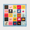Blue Silk Scarf - New York Bingo - Front