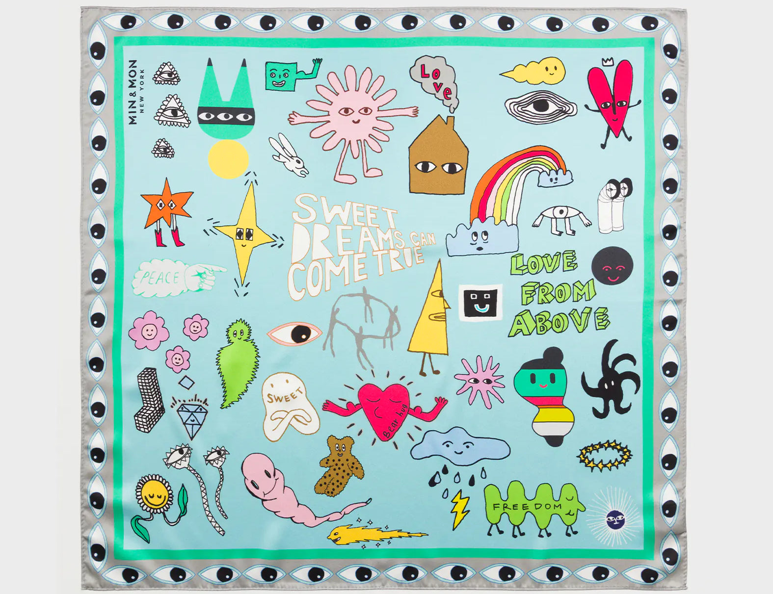Blue Silk Scarf - Dreams Can Come True - Front