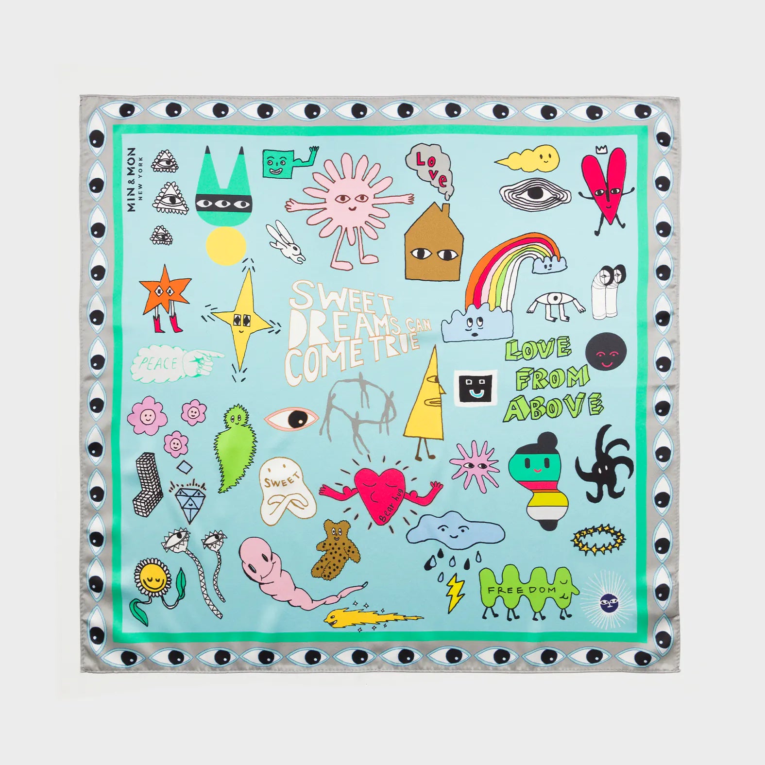 Blue Silk Scarf - Dreams Can Come True - Front