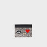 Filium Black and Cream Leather Cardholder - All Over Eyes Design - Front