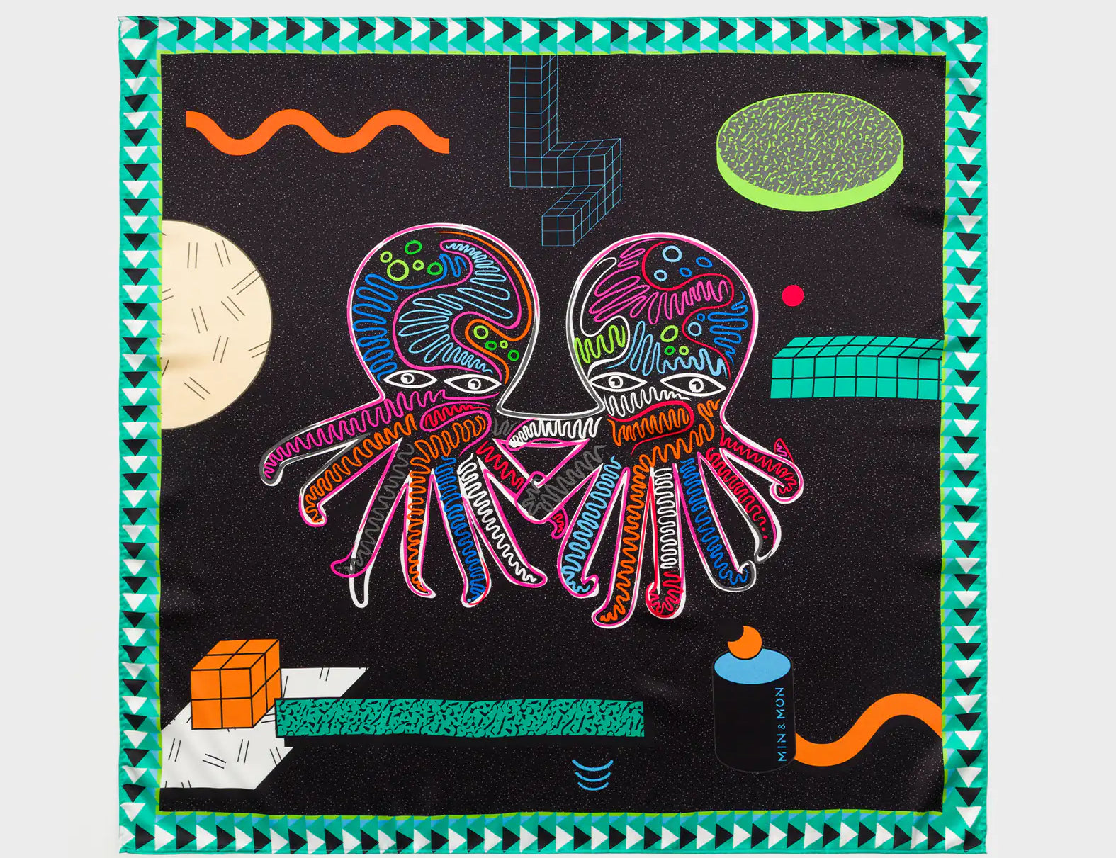 Black Silk Scarf - Dimensions - Front