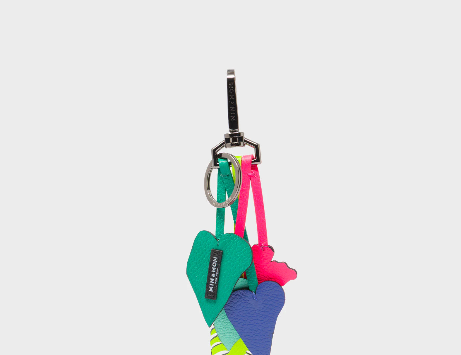 Botanical Scent Charm - Green and Pink Leather Keychain - Back