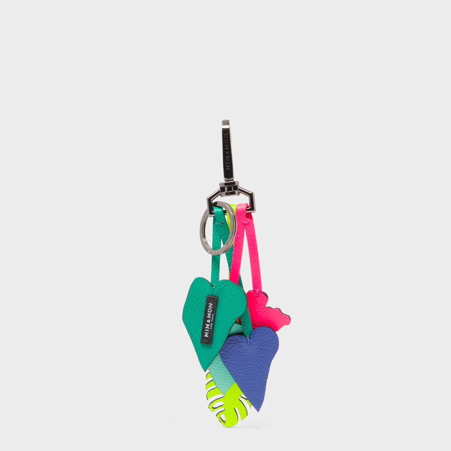 Botanical Scent Charm - Green and Pink Leather Keychain - Back