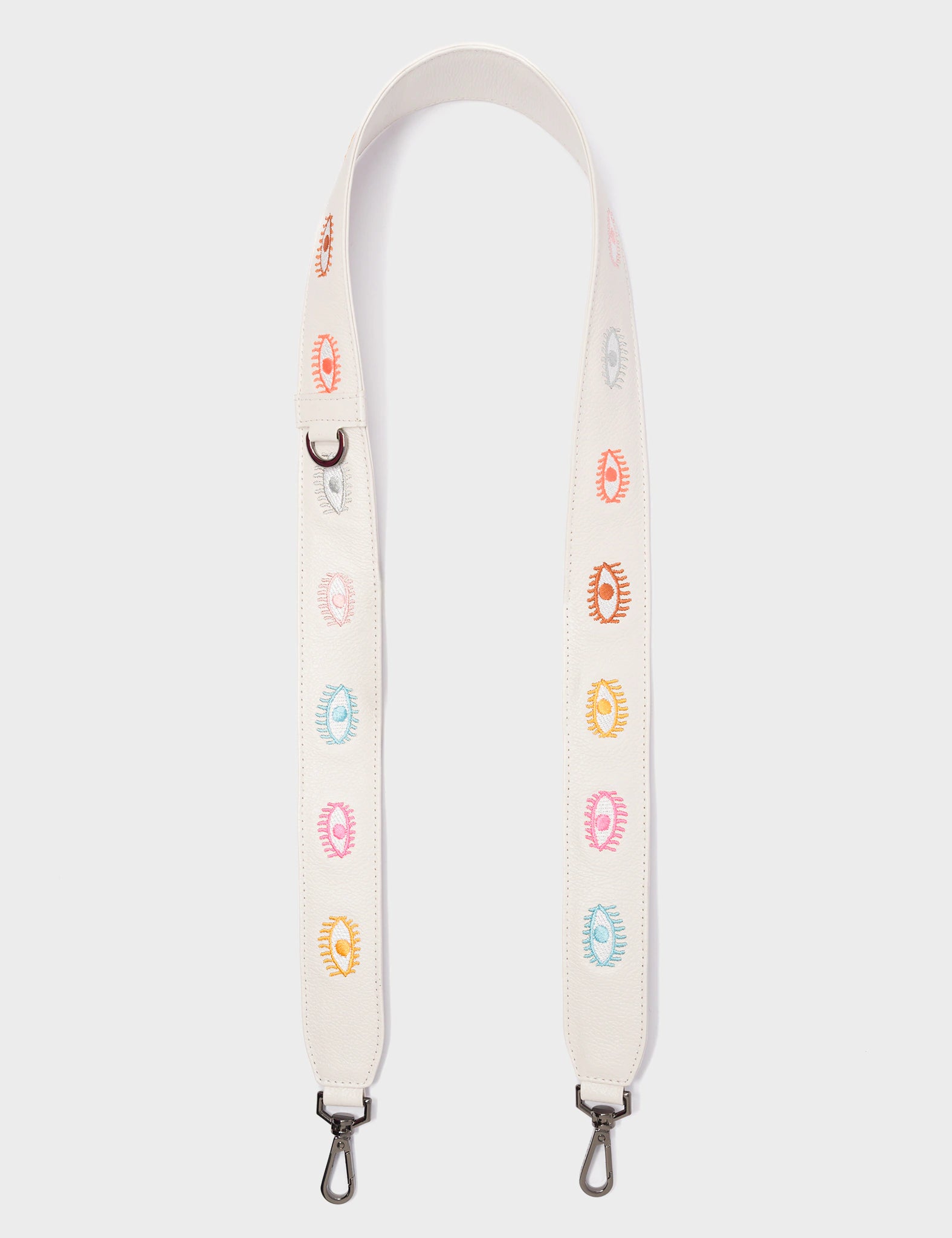 Detachable Cream Leather Shoulder Strap - Colorful Eyes Embroidery - How To Use View