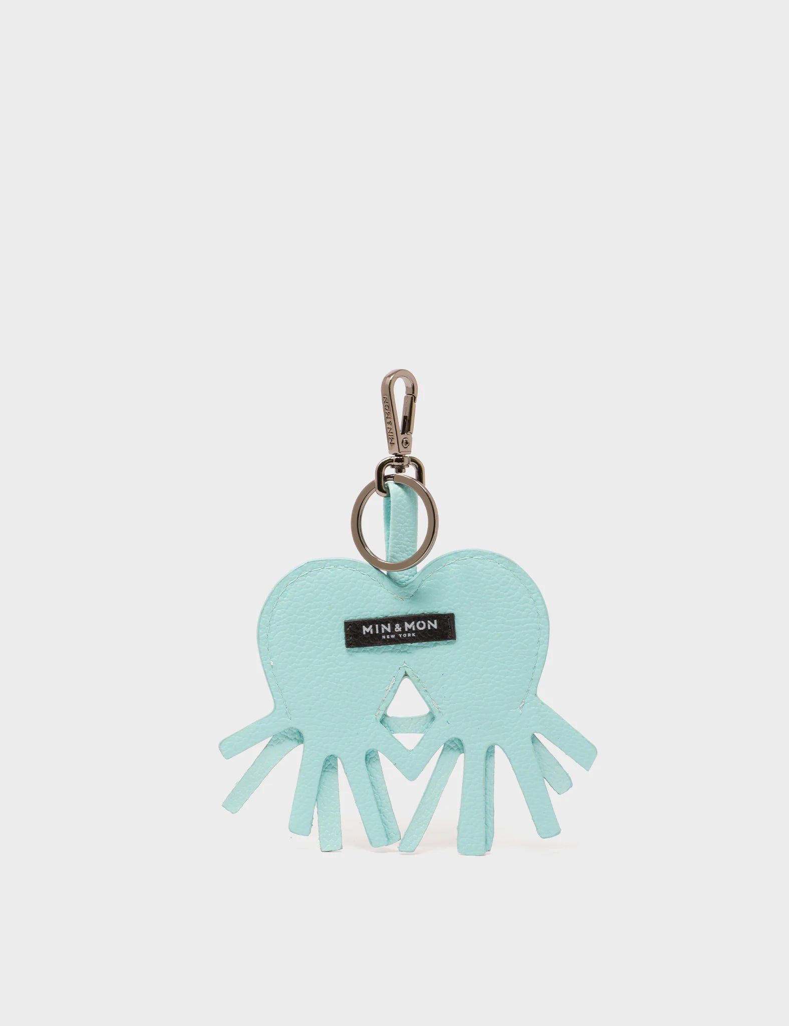 Octotwins Charm - Acuatic Blue Leather Keychain Kind Type Design - Back