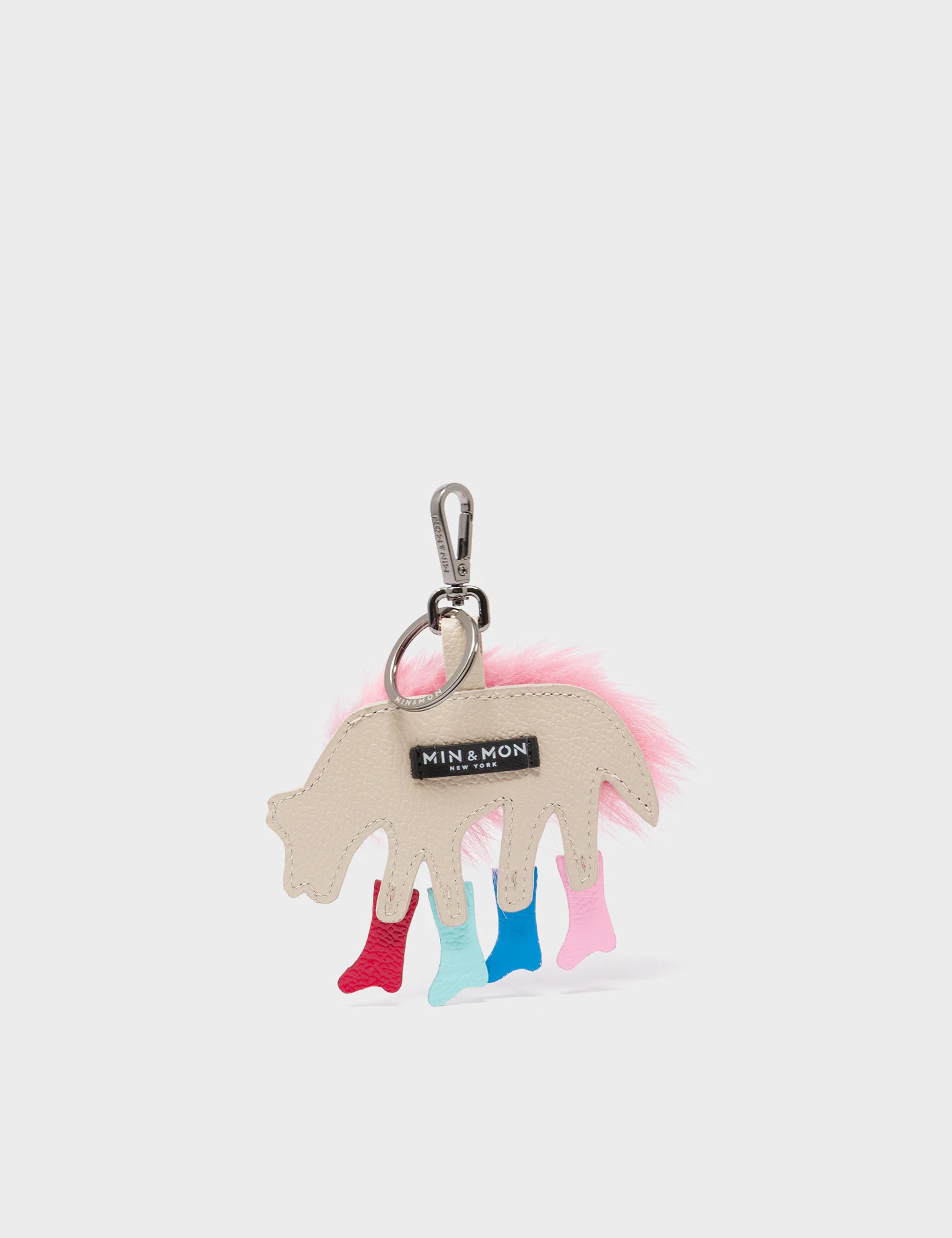 Wolf In Heels Charm - Pink Faux Fur and Multicolored Boots Keychain - Back