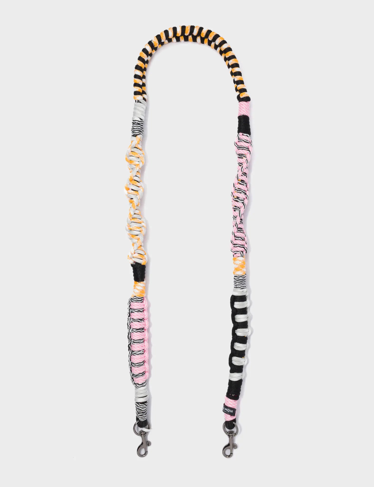 Detachable Shoulder Strap - Yellow, Pink and Black Handwoven Paracord - Open View