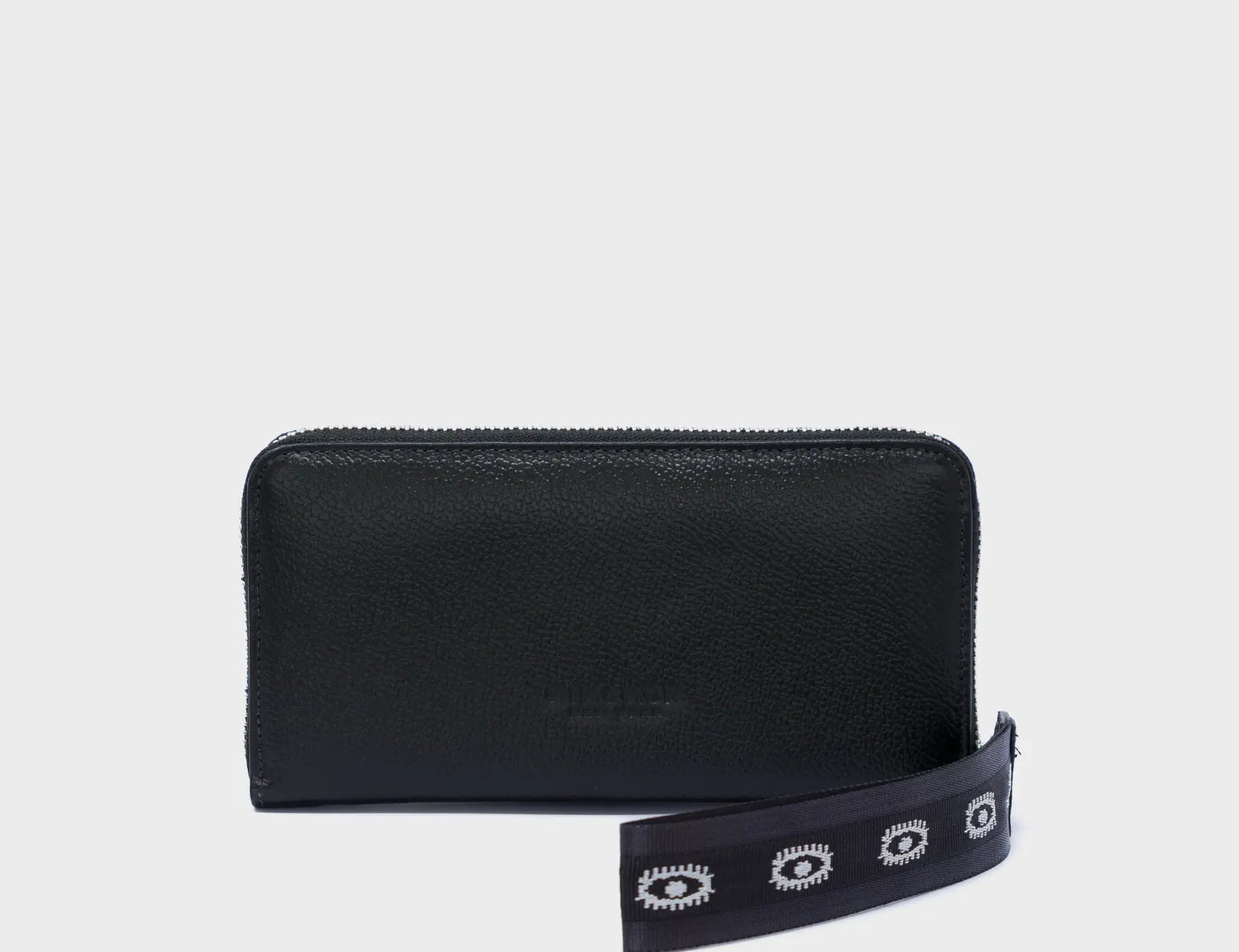 Francis Black Leather Wallet - All Over Eyes Embroidery - Back View