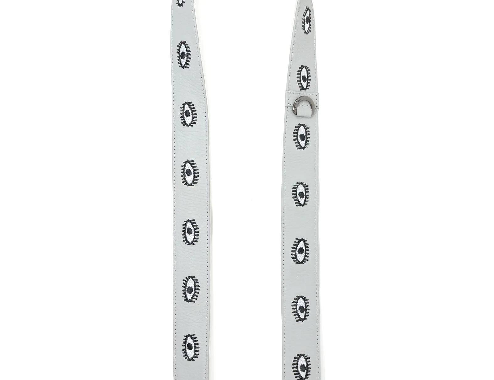 Detachable Moonwalk Gray Leather Shoulder Strap - All Over Eyes Embroidery 