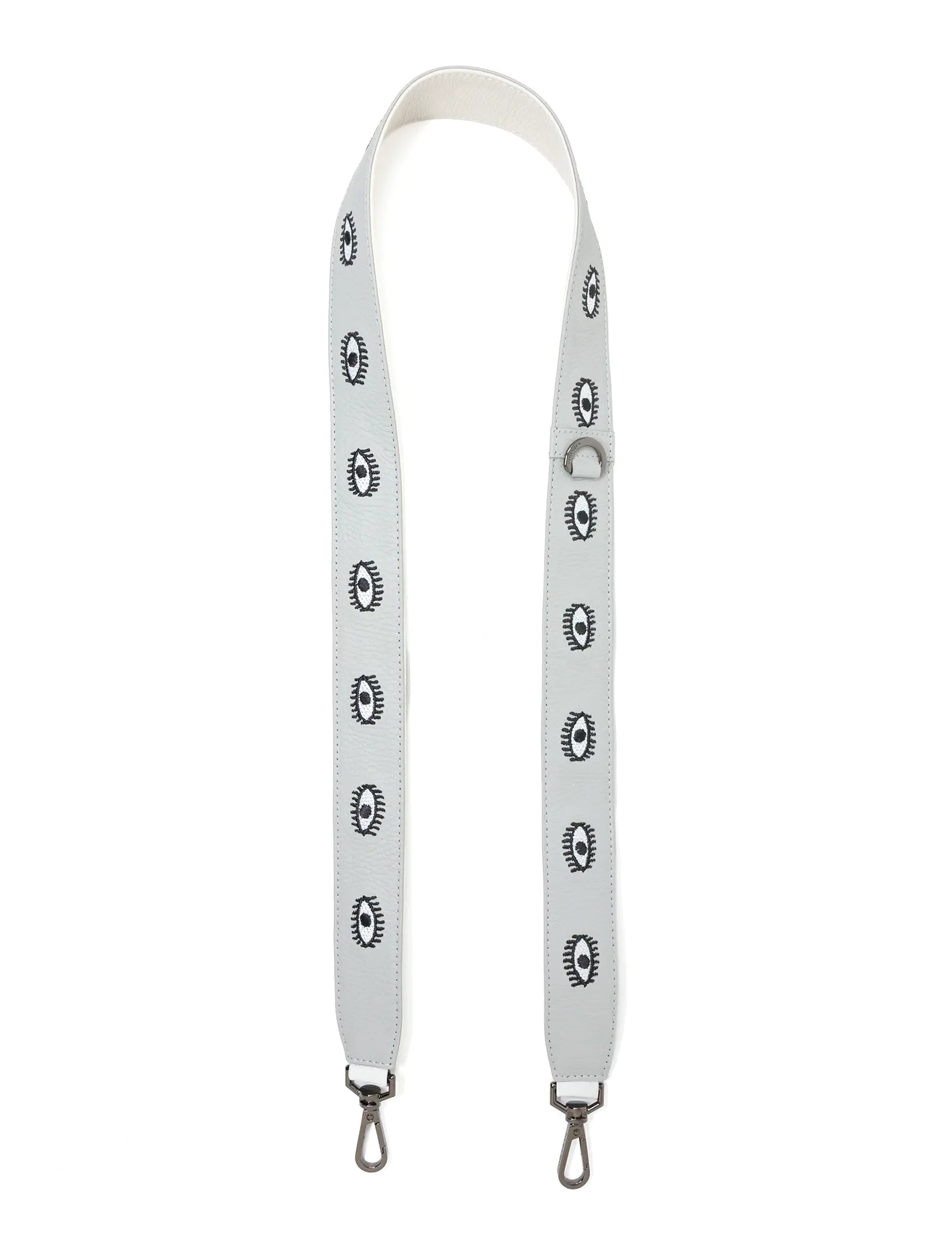 Detachable Moonwalk Gray Leather Shoulder Strap - All Over Eyes Embroidery 