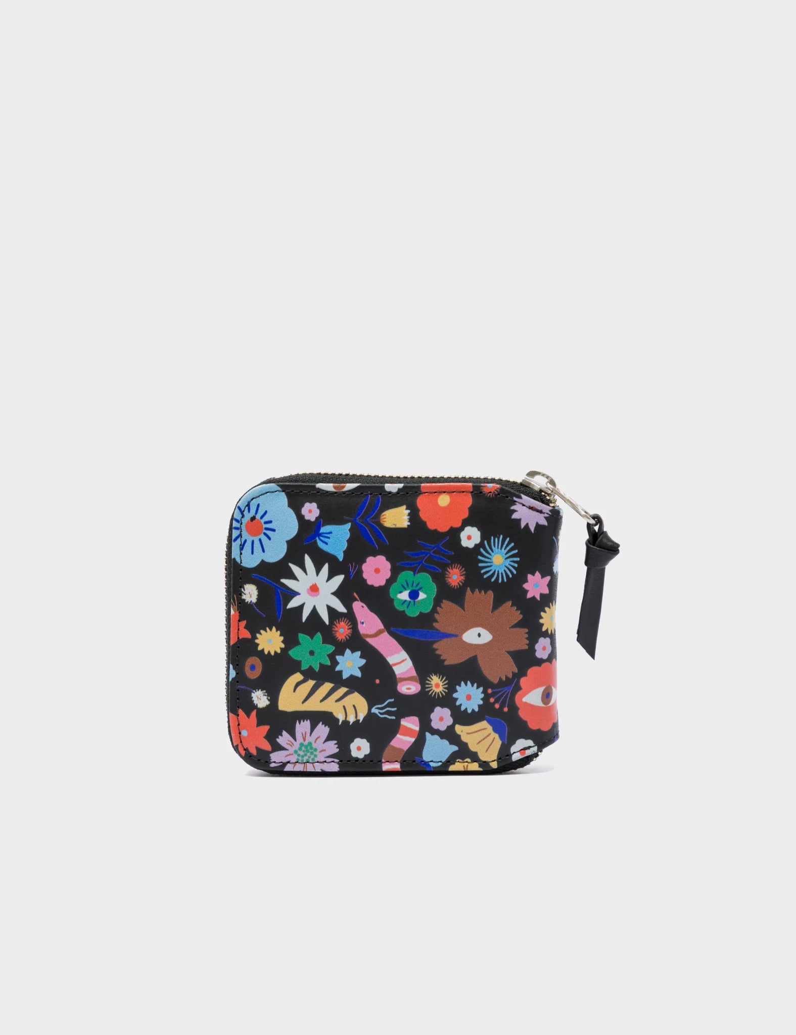 Fedor Black And Blue Leather Wallet - Flowers Print - Back 