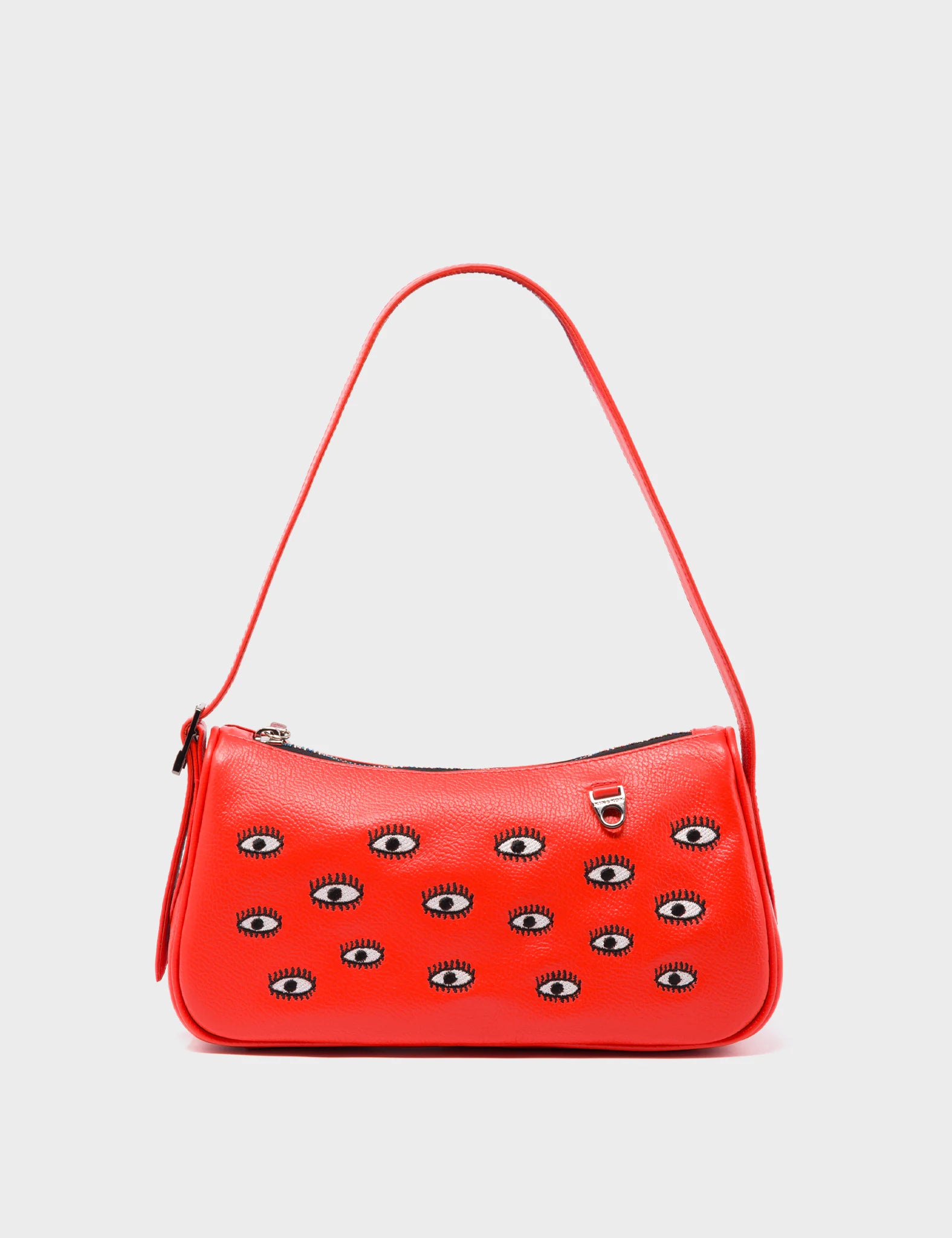 Lucas Hobo Mini Fiesta Red Handbag - All Over Eyes Embroidery - Front View