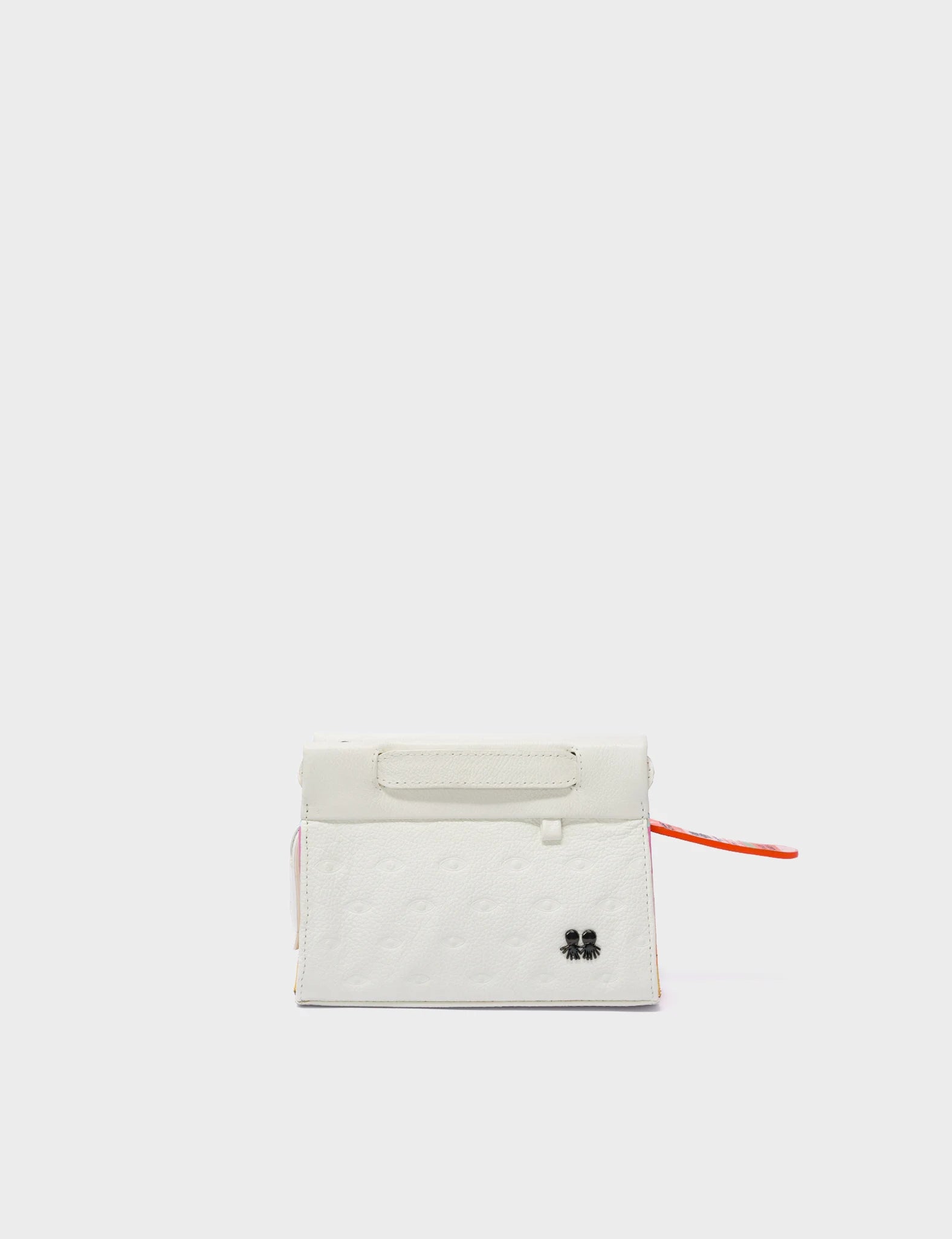 Vali Crossbody Micro Cream Leather Bag - Groovin’ Rainbow Design - Front