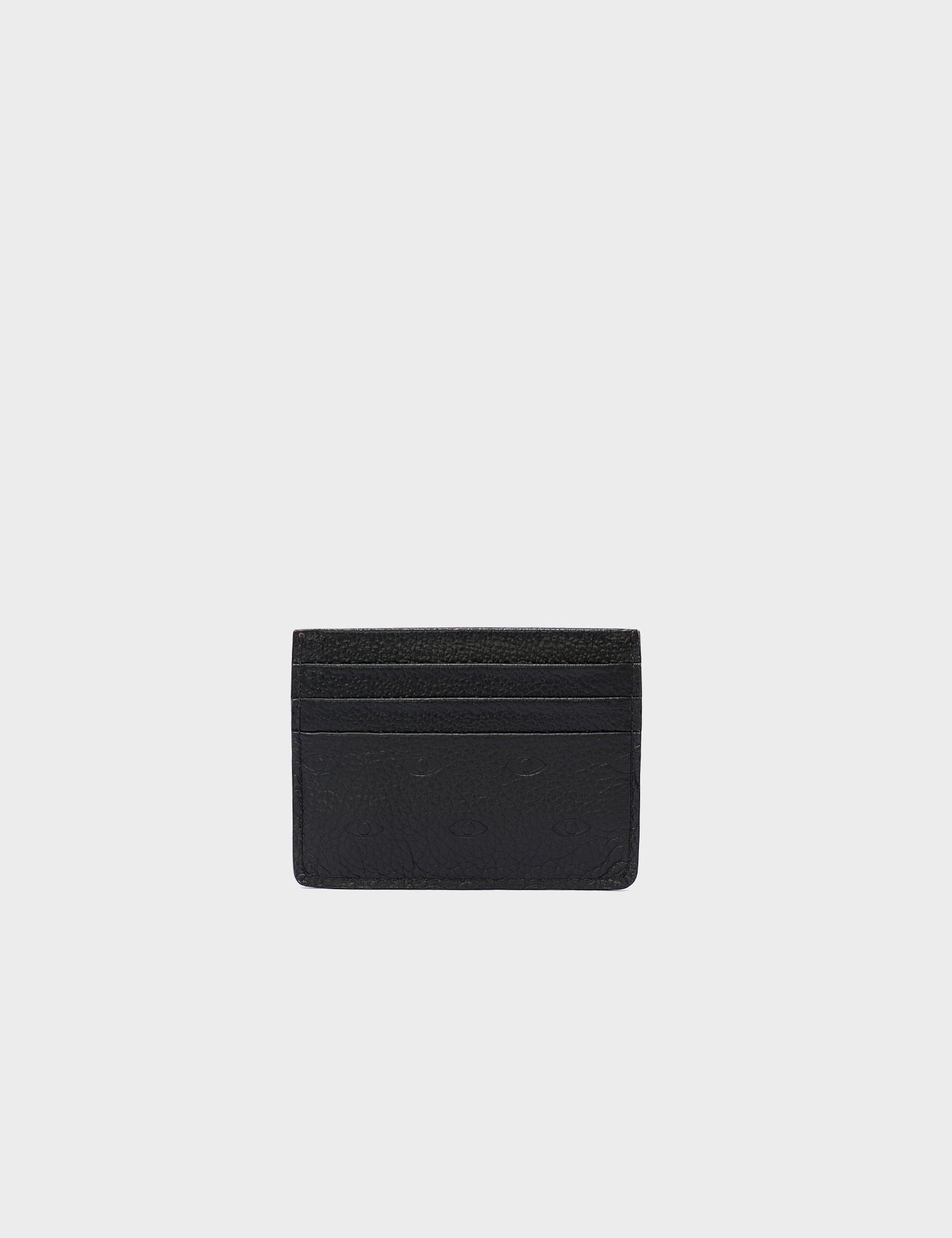 Filium Wallet Black Leather Cardholder - Eyes Pattern Debossed - Back