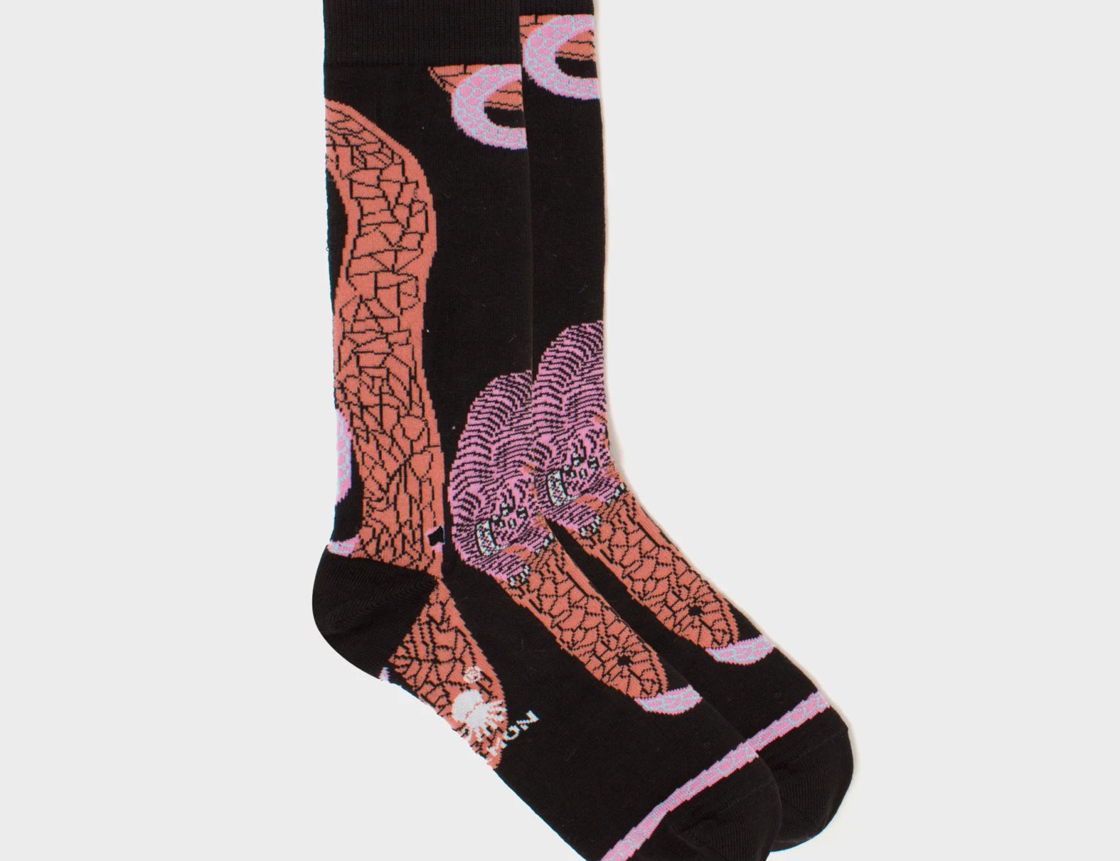Black and Pink Socks - Tangle Tales - Side view