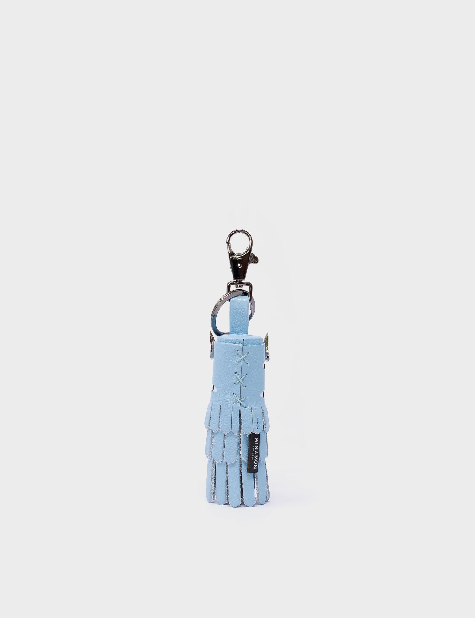 Oliver The Ox Charm - Splish Splash Blue Leather Keychain - Back 