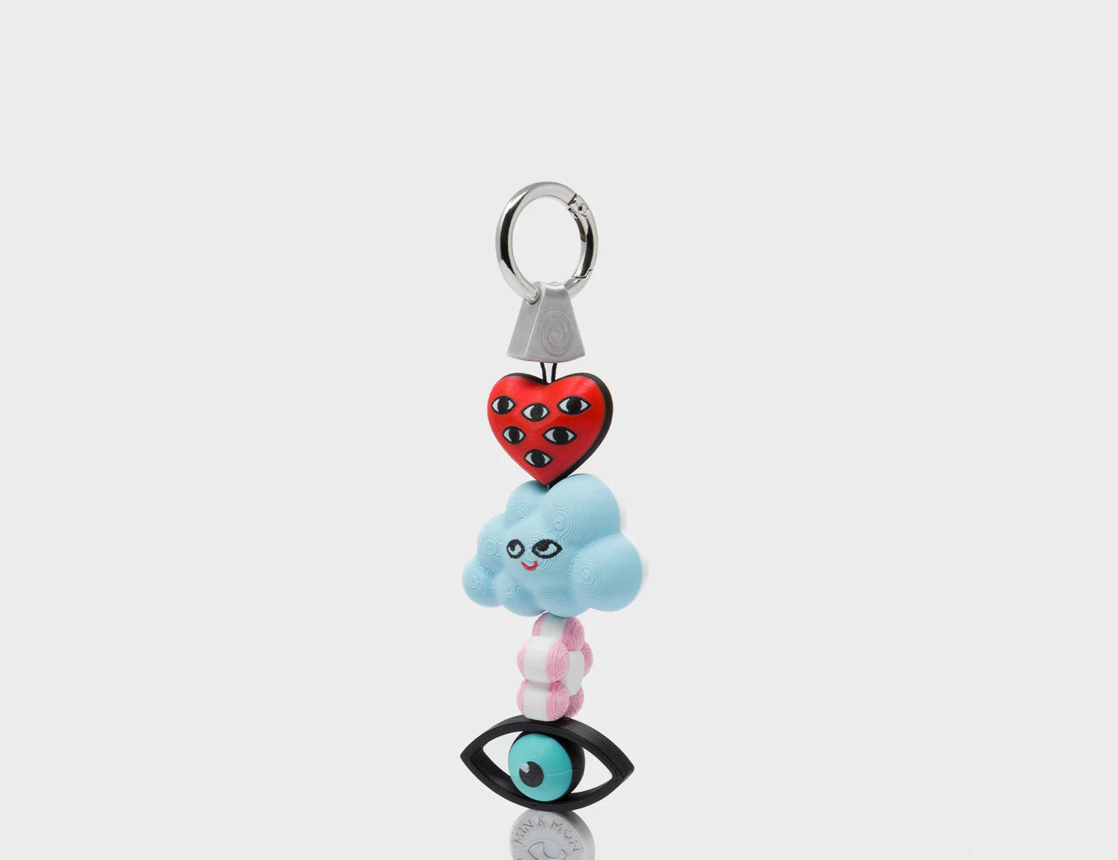 Cloudette Charm - Red and Pink 3D Printed Bioplastic Keychain - Back